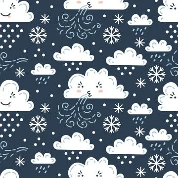 Seamless weather pattern. Vector illustration for kids Stock Illustration