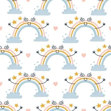 Seamless weather pattern. Vector illustration for kids Illustrazione stock