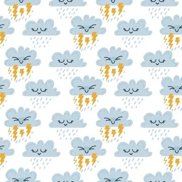 Seamless weather pattern. Vector illustration for kids Stock Illustration