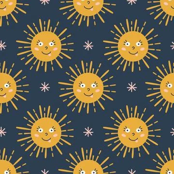 Seamless weather pattern. Vector illustration for kids Stock Illustration