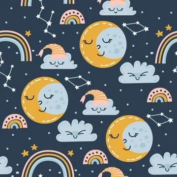 Seamless weather pattern. Vector illustration for kids Illustrazione stock