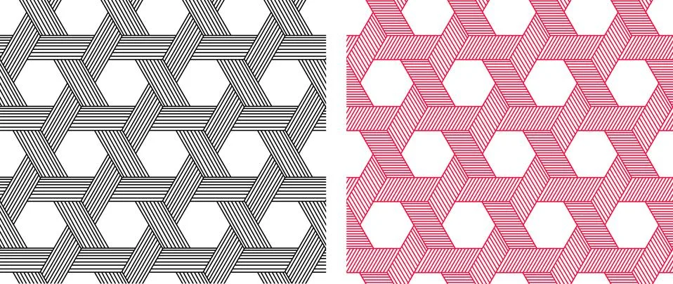 Seamless Weave Hexagon pattern in linear style art Stock Illustration