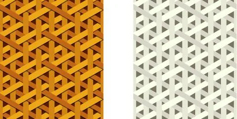 Seamless weave rattan pattern, flat vector art Stock Illustration