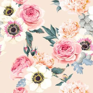 Seamless wedding flowers Stock Illustration