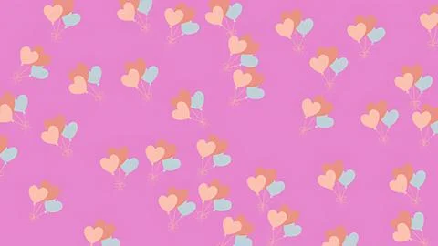 Seamless wedding heart balloons pattern on pink background for romantic cel.. Stock Illustration