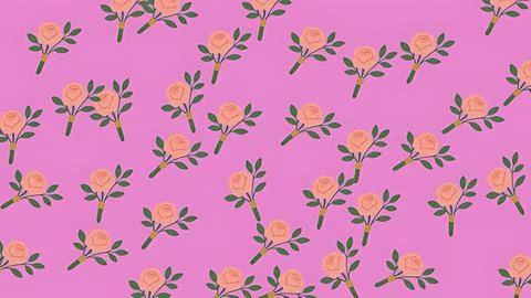 Seamless wedding pattern featuring pink rose boutonnieres on a vibrant pink.. Stock Illustration