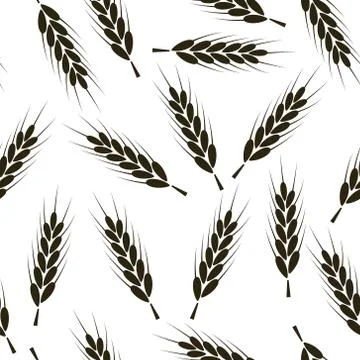 Seamless wheat pattern vector background. Wheat bread harvest cereal 스톡 일러스트