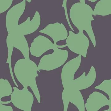 Seamless whimsical cute pattern of large abstract green botanical shapes Stock Illustration
