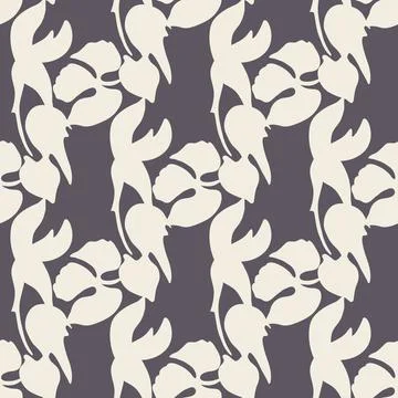 Seamless whimsical cute pattern of large abstract white botanical shapes Stock Illustration