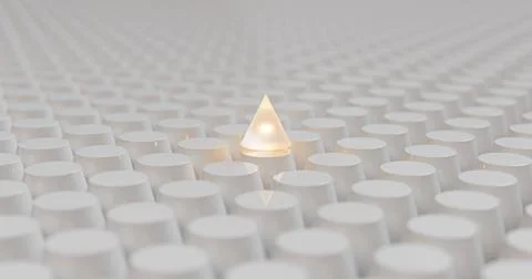 Seamless white 3D cylinder pattern with glowing cone Stock Illustration