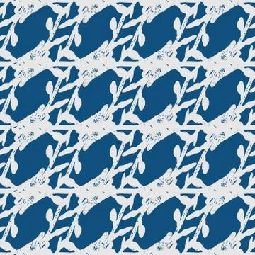 Seamless white abstract patterns on a blue background Stock Illustration