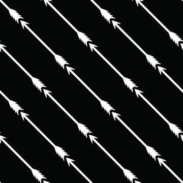 Seamless white arrow pattern with black background. Stock Illustration