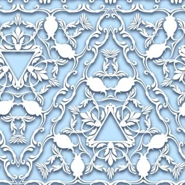 Seamless white baroque pattern Stock Illustration