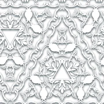 Seamless white baroque pattern Illustrazione stock