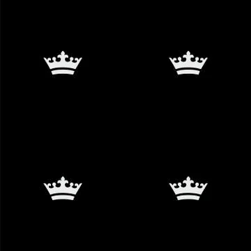 Seamless white crown pattern. Black background Stock Illustration