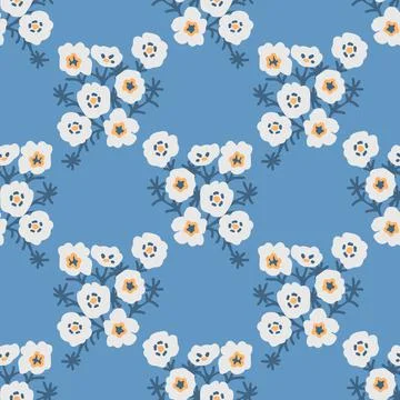 Seamless white flowers Stock Illustration