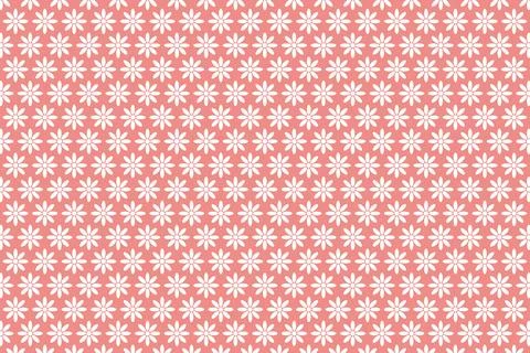 Seamless white flowers on pink background pattern Illustrazione stock