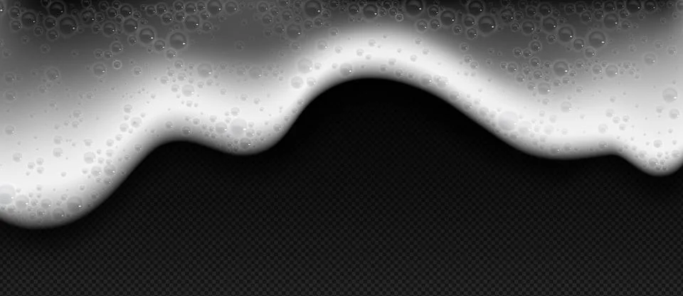 Seamless white foam border with bubbles Stock Illustration