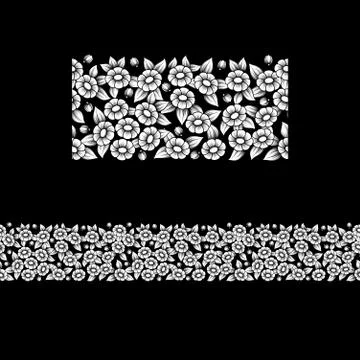 Seamless white full floral element Stock Illustration