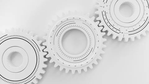 Seamless White gears HUD Circle Cog wheel in a machine rotating. Loop Logo Title Stock Footage 273113022