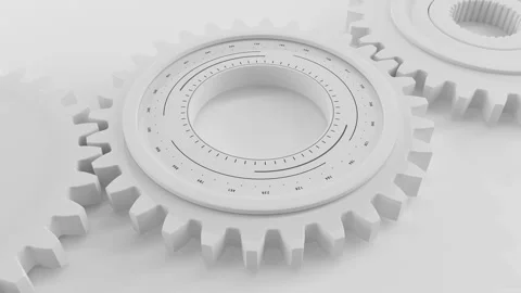 Seamless White gears HUD Circle Cog wheel in a machine rotating. Loop Logo Title Stock Footage 273113746