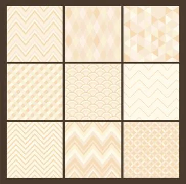 Seamless white geometric hipster background set. Stock Illustration