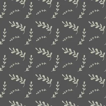 Seamless white leaf pattern on dark background イラスト素材