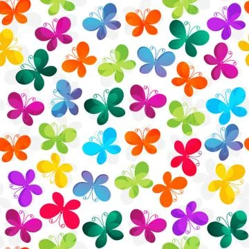 Seamless white pattern with butterflies Stock Illustration