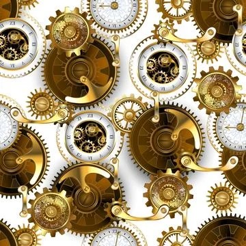 Seamless white pattern with gears Stock Illustration