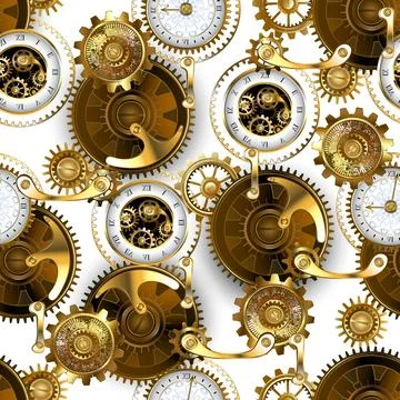 Seamless white pattern with gears Stock Illustration