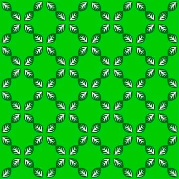 Seamless white pattern with green leaves Stock Illustration