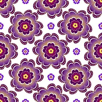 Seamless white pattern with vintage flowers Stock Illustration
