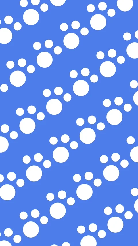 Seamless white paw print pattern on a blue background animation Video stock 331828803