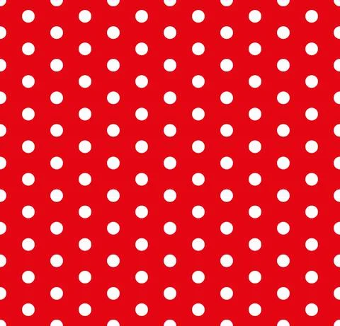 Seamless white polka dots pattern on red background. Polka dot fabric. Retro Stock Illustration