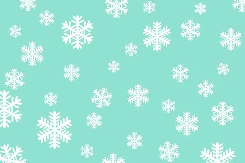 Seamless White Snowflake Pattern on Mint Green Winter Background Stock Illustration