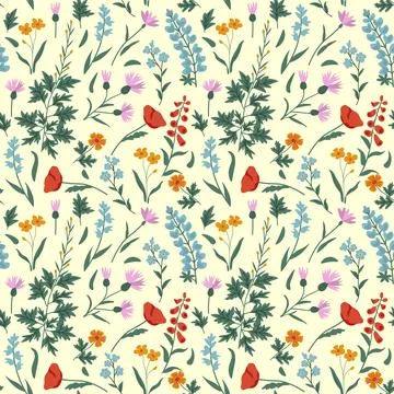 Seamless wild flowers Stock Illustration
