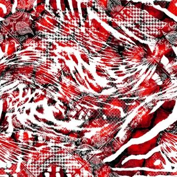 Seamless wild skin pattern. Mix of Tiger skin, jaguar skin. Stock Illustration