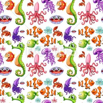 Seamless wildlife under the water Stock Illustration