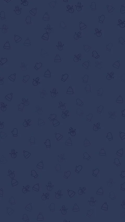 Seamless winter backdrop with dark blue repeats of hats, mittens, and snowmen Stock Footage 320039486