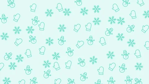 Seamless winter backdrop with light blue background, snowflakes, mittens Stock Footage 320033965