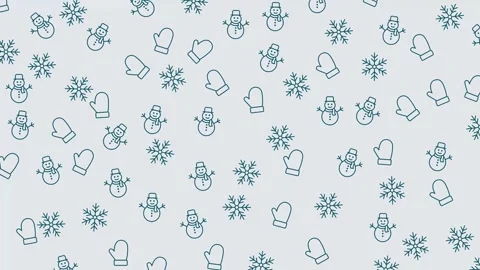 Seamless winter backdrop with snowflakes, snowmen, and mittens Stock Footage 320033967