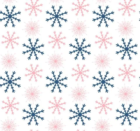 Seamless winter background with snowflakes repeating texture. Vector Stock Illustration