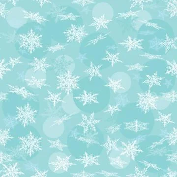 Seamless winter background with white snowflakes. Illustrazione stock