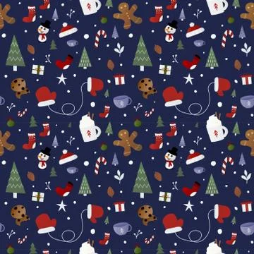 Seamless winter christmas holiday pattern Stock Illustration