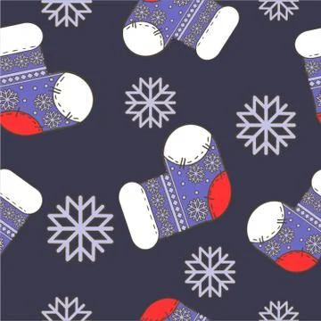 Seamless winter  Christmas pattern with socks Stock Illustration
