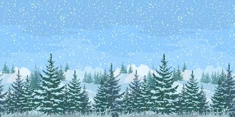 Seamless Winter Forest Landscape Stock Illustration