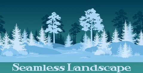 Seamless Winter Forest Landscape Stock Illustration