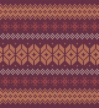 Seamless winter holiday pattern on the wool knitted texture. Christmas Stock Illustration