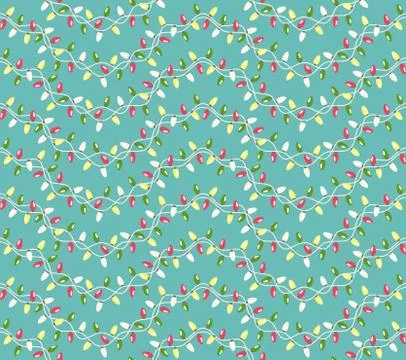 Seamless Winter Holidays Pattern with Christmas Lights Isolated Stock Illustration