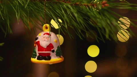 Seamless Winter Loop with Santa Figurine and Blinking Bokeh Lights Stock-Footage 344391490